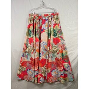 Calypso St. Barth Maxi Skirt Womens XL Resortwear Tropical Floral Elastic Waist